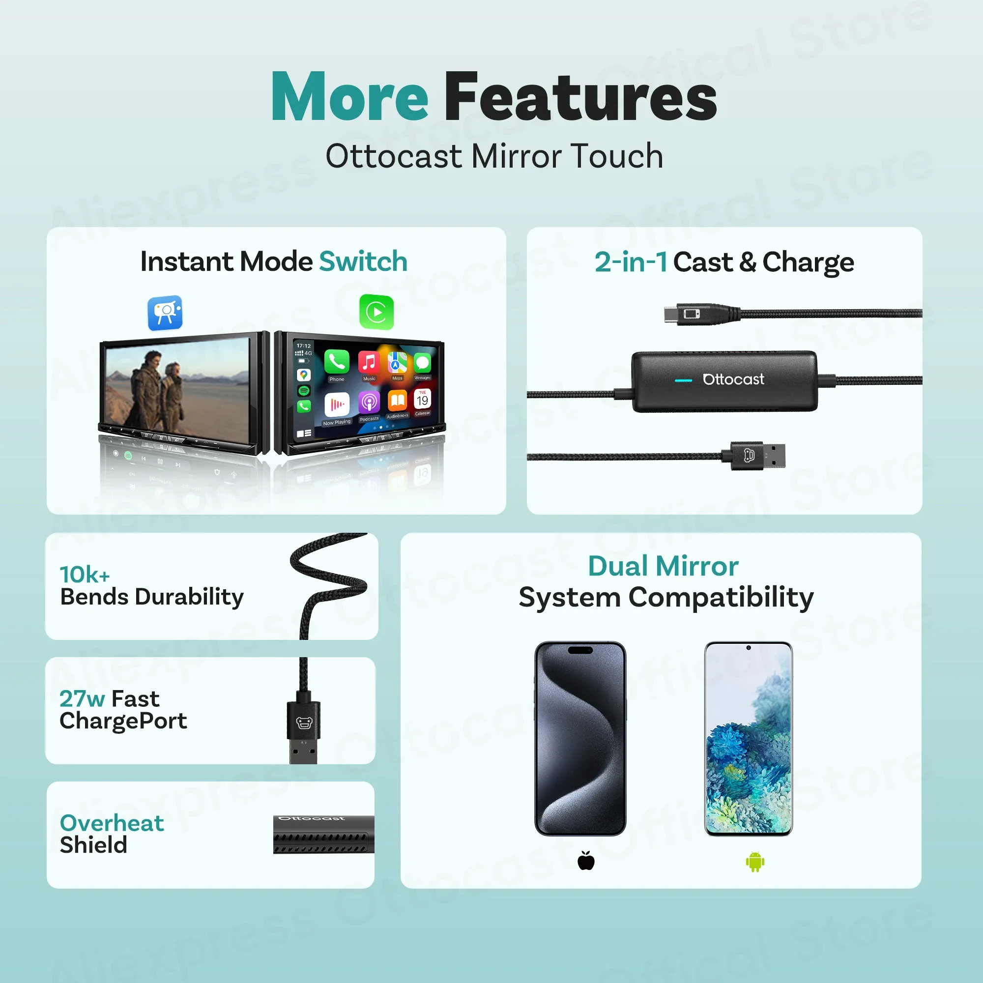 OTTOCAST Mirror Touch Wireless CarPlay New Car Accessories for iOS