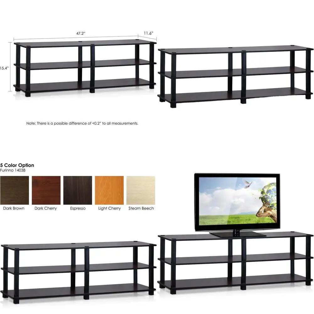 

Трехуровневая подставка для телевизора, цвет темно-вишневый и черный, сборка без использования инструментов