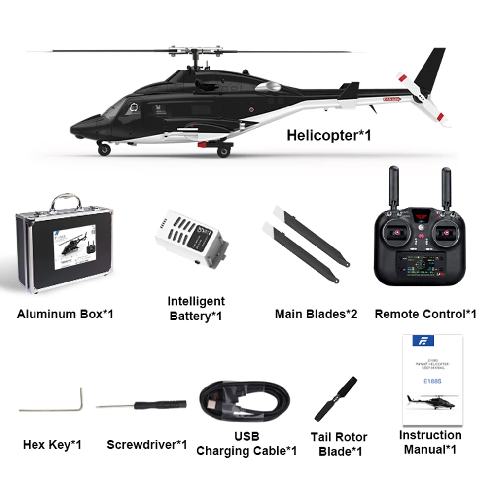 Eachine E188S AirWolf 2.4G 9CH 6G GPS Optische Stroom Lokalisatie LiDAR TOF Hoogte Hold Dual borstelloze motor RC Helicopter RTF