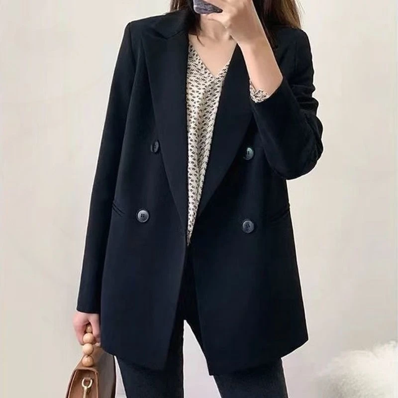 

Новый женский черный пиджак, весенне-осенний корейский стиль, британская мода, свободная элегантная универсальная повседневная офисная одежда для поездок на работу