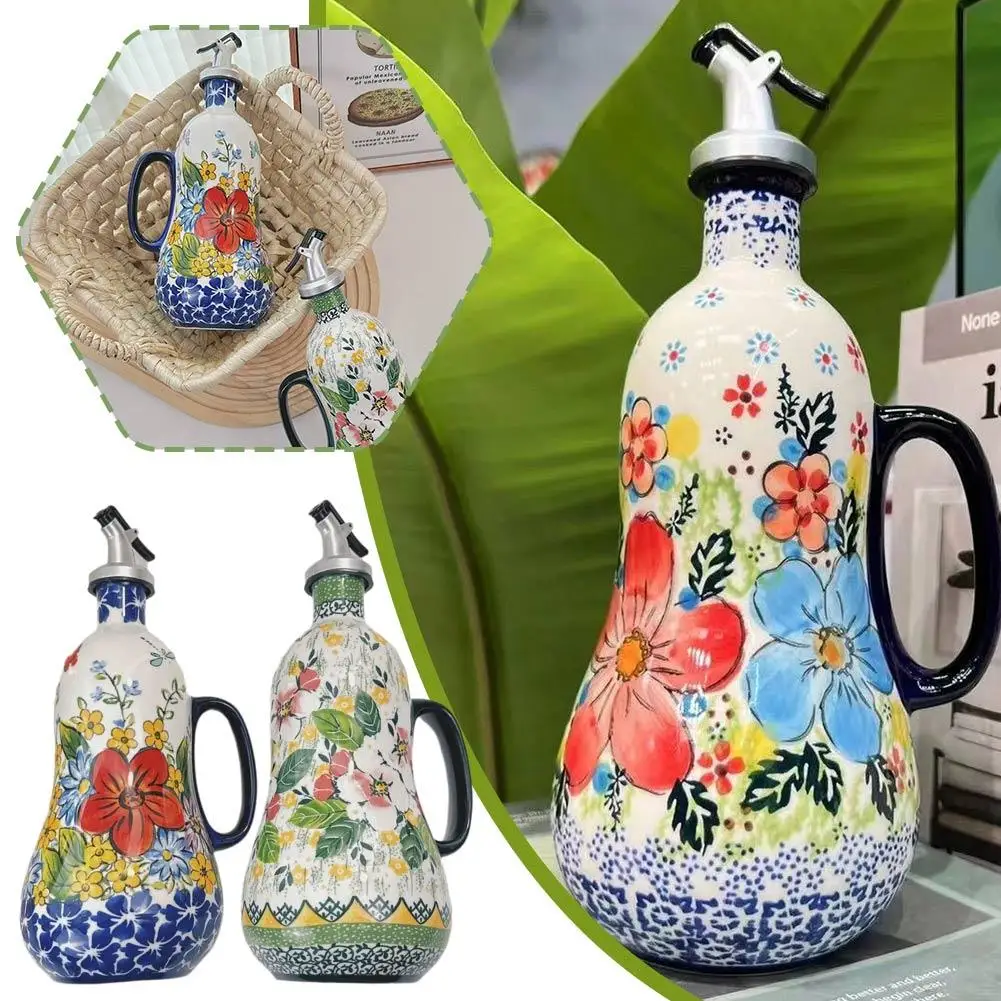 Ceramic Environmental Protection Olive Oil Bottle Heat-resistant Bottle Utensils Drainage Oil Seasoning Vinegar Bottle Kitc Z9X6
