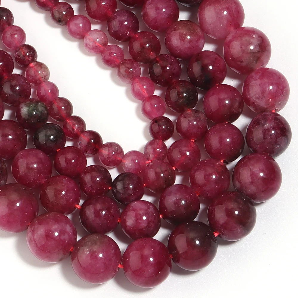 6/8/10/12mm Purple Pink Watermelon Tourmaline Natural Stone Beads Round Loose Spacer Beads for DIY Necklace Jewelry Making