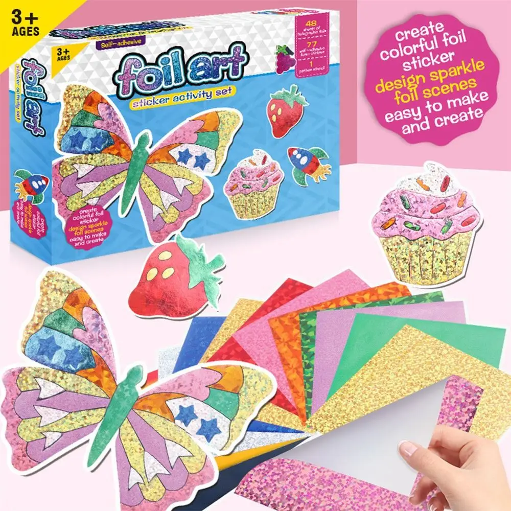 Multicolor DIY Foilart Sticker Cartoon Pattern Enlightenment Cartoon Stickers Self-adhesive Creative Design Early Learning For