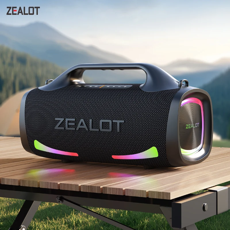 Haut-parleur ZEALOT-S79 de partie de haut-parleur portatif avec Bluetooth 5.2, poignée portative, 24 heures de lecture, pour la partie, camping Haut-parleur ZEALOT-S79 de partie de haut-parleur portatif avec Bluetooth 5.2, poignée portative, 24 heures de lecture, pour la partie, camping