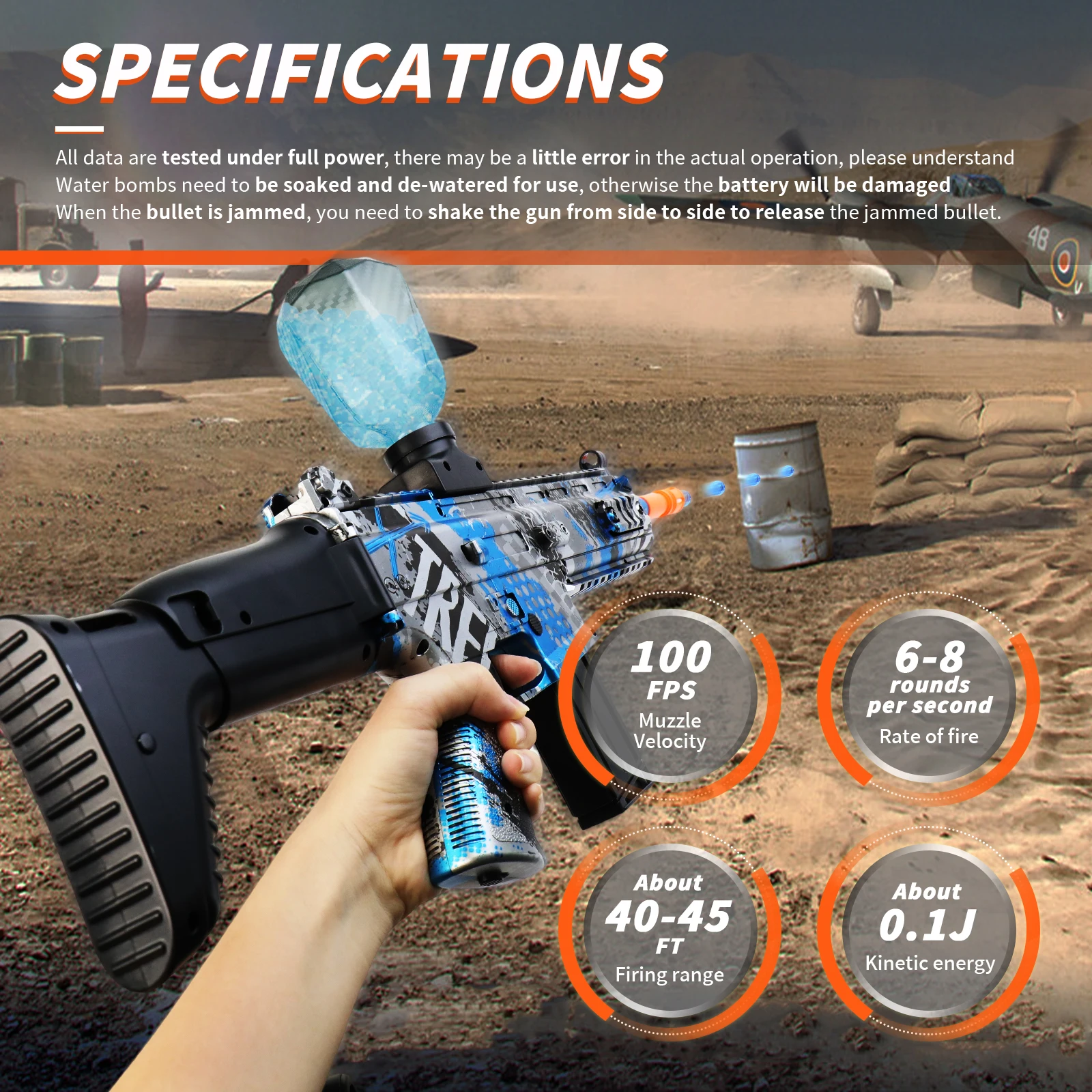 SCAR Gel Ball Blaster Set - Oplaadbaar Outdoor Combat Toy voor tieners 14+, perfect cadeau voor jongens en meisjes (gelkralen niet incl.