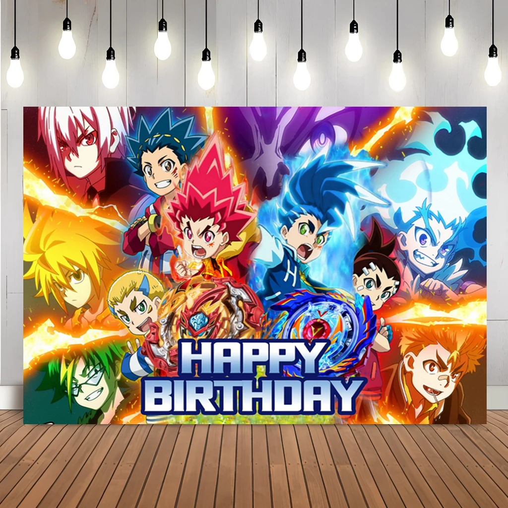 Beyblades Burst bataille fête d'anniversaire toile de fond personnalisé Photo stand fond bannière ballon enfants Portrait Studio décoration accessoire