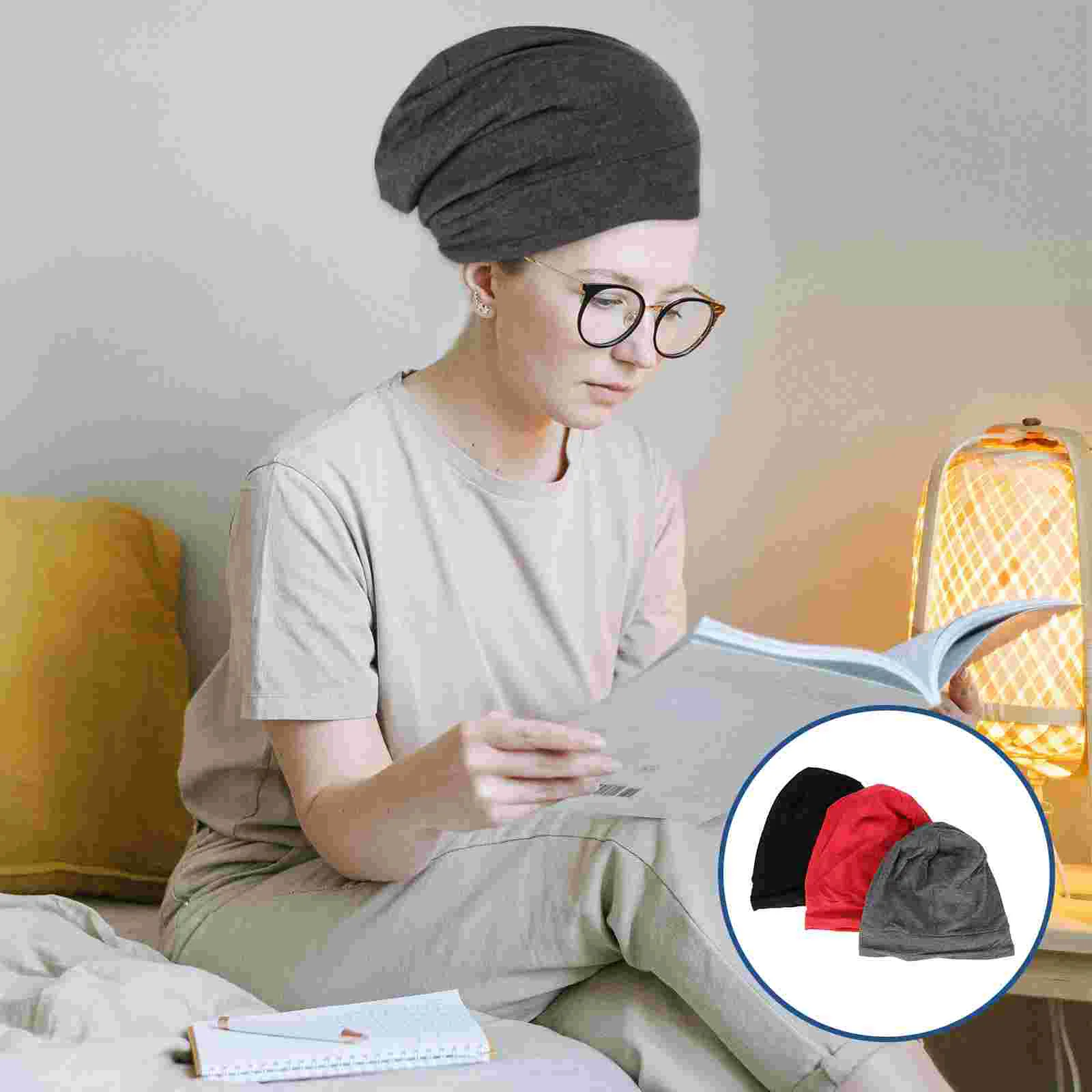 3 Pcs Adjustable Hair Sleeve Head Protector Windproof Simple Turbans Sleeping Male Hat Man