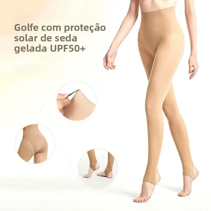golf-sport-nylon-long-tights-women's-high-waist-tight-fit-anti-snag-high-elasticity-ice-silk-beauty-socks-outdoor-style-golf