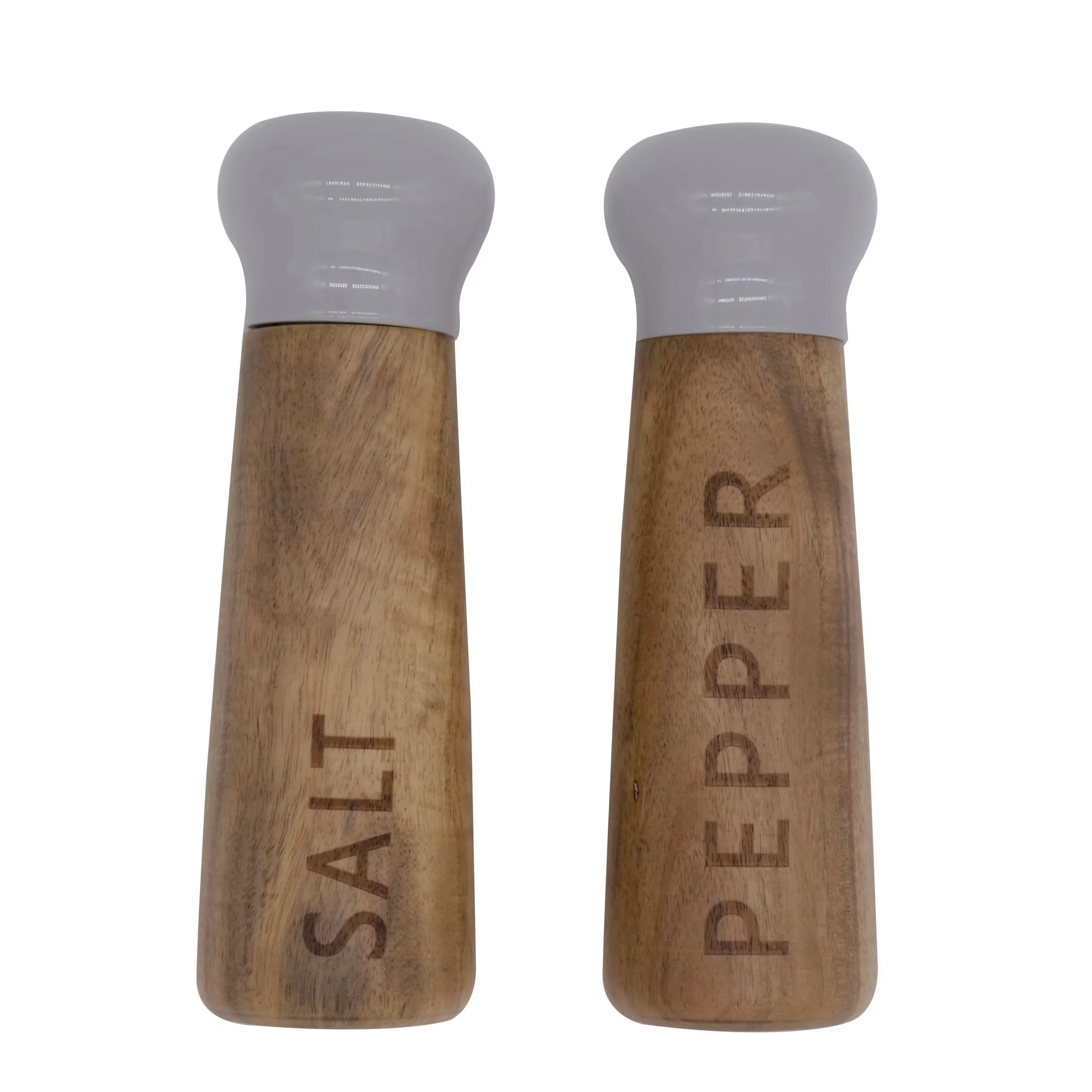 

Wooden Salt and Pepper Grinder Set, Premium Acacia Wood, 8" Elegant Refillable Salt Pepper Mill, Salt & Pepper Shakers（Gray）