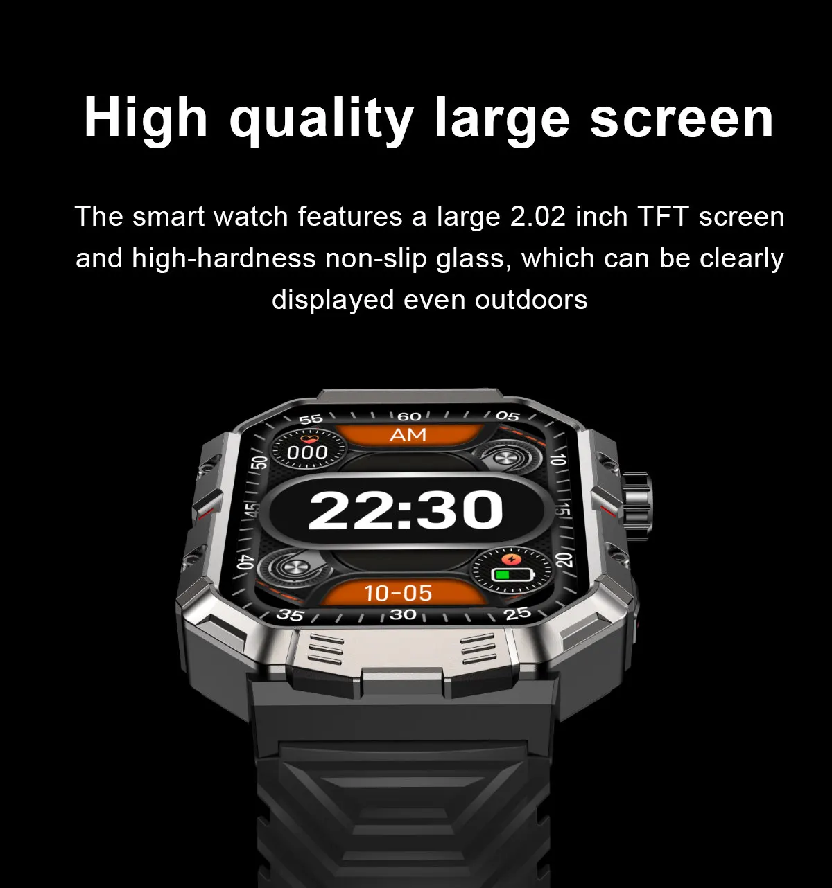 New Men\'s Outdoor Sports HD Bluetooth Call Smartwatch 2.02inch full screen touch AI intelligent voice assistant for Android iOS