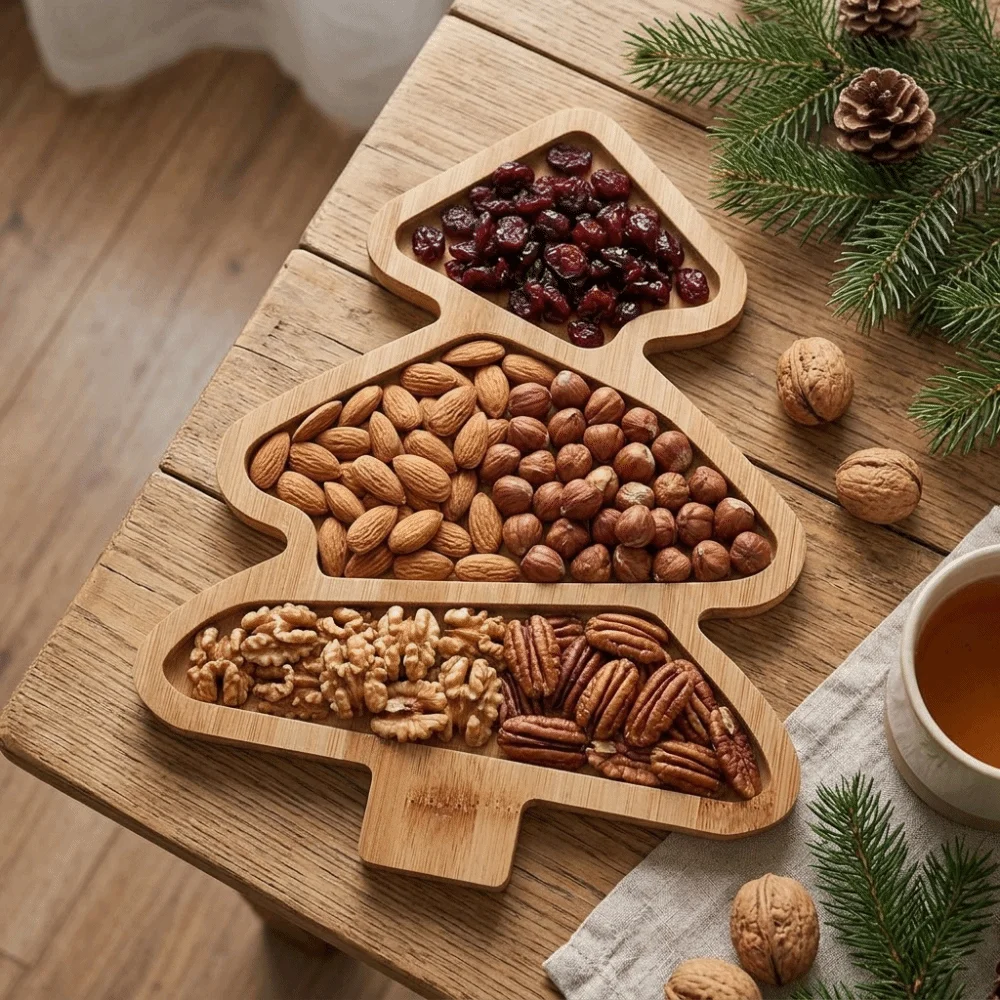 Tree Shaped Wooden Christmas Dish Elegant Vintage Christmas Serving Tray Party Decorations Christmas Charcuterie Board