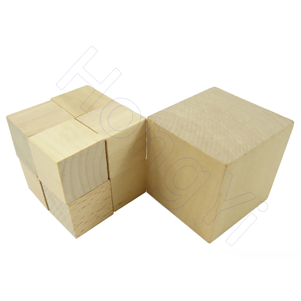 Unfinished Blank DIY Wooden Square Blocks 0.8cm - 6cm Wood Solid Cubes For Woodwork Craft Kids Toy Puzzle Making Material