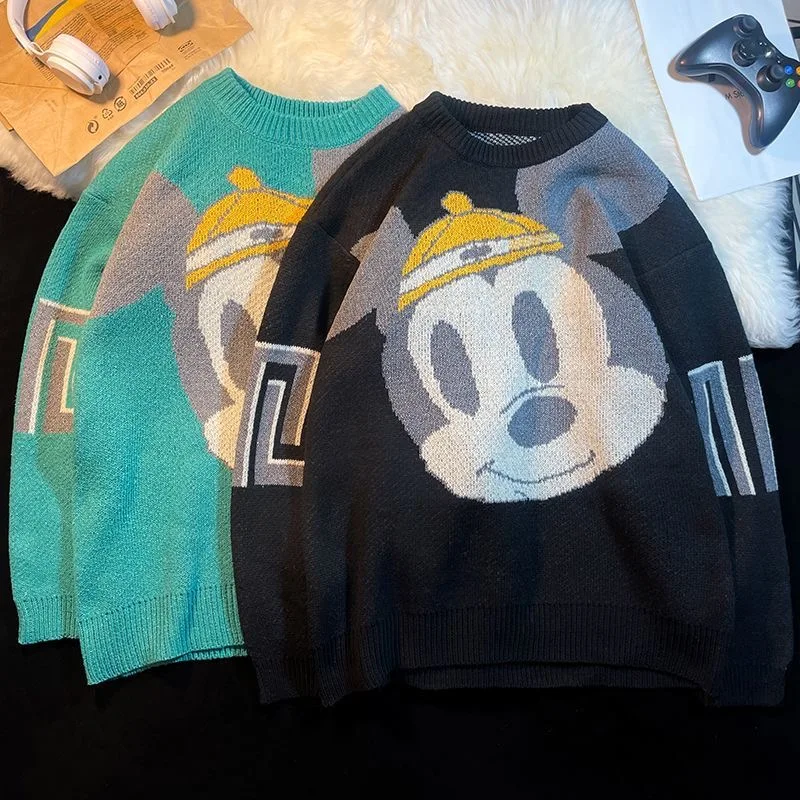

Disney Cartoon Pattern Harajuku Mickey Korean Fashion New Autumn Winter Sweater for Men and Women Knitted Sweaters Y2k Clothes