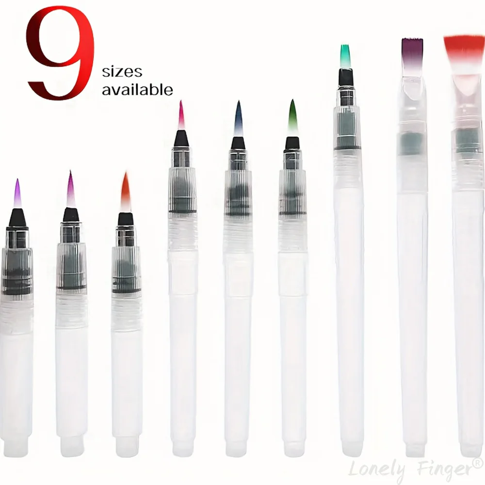 9PCS Watercolor Brush Pens, Refillable Ink and Water Brush Pens for Paints, Artists, Painting, Calligraphy