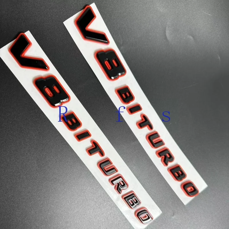 2x 3d ABS Red Black Logo V8 BITURBO Emblem Car Badge For C63 G63 E63 S63 W222 W223 W213 W212 W205 W204 Accessories
