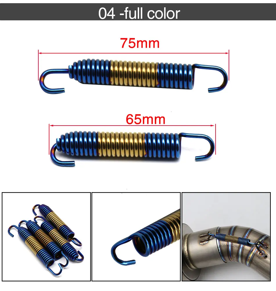 ZSDTRP 4pcs 75mm Motorcycle Stainless Steel Exhaust Pipe Muffler Silencer Springs Universal Retractable Spring Hooks