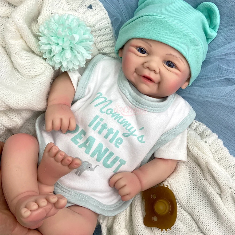 18 inch Vivienne volledig siliconen Bebe Reborn meisje/jongen pop blauwe ogen en handgeschilderde levensechte pasgeboren pop voor kinderen verjaardagscadeaus