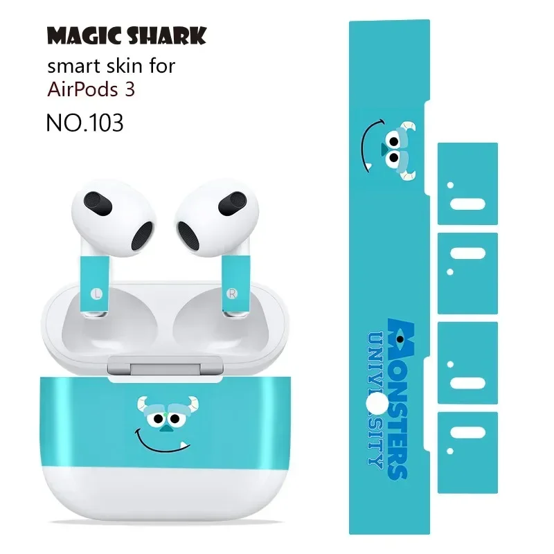 Fashion Cute Super Mario Cartoon Bear Cat Duck Wrap Skin Cover Film Sticker for Apple Airpods 3 3th