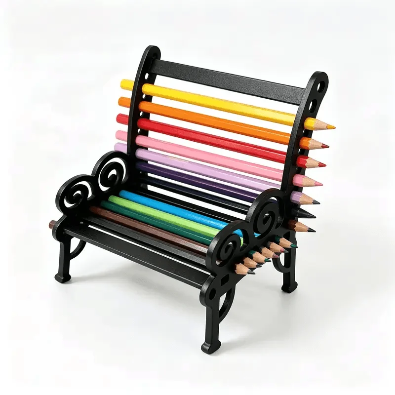 1PC 3D Printed Mini Stool Pencil Holder, DIY Colorful Desk Organizer, Retro Hollow Roll Design for Pencils Crayons Markers