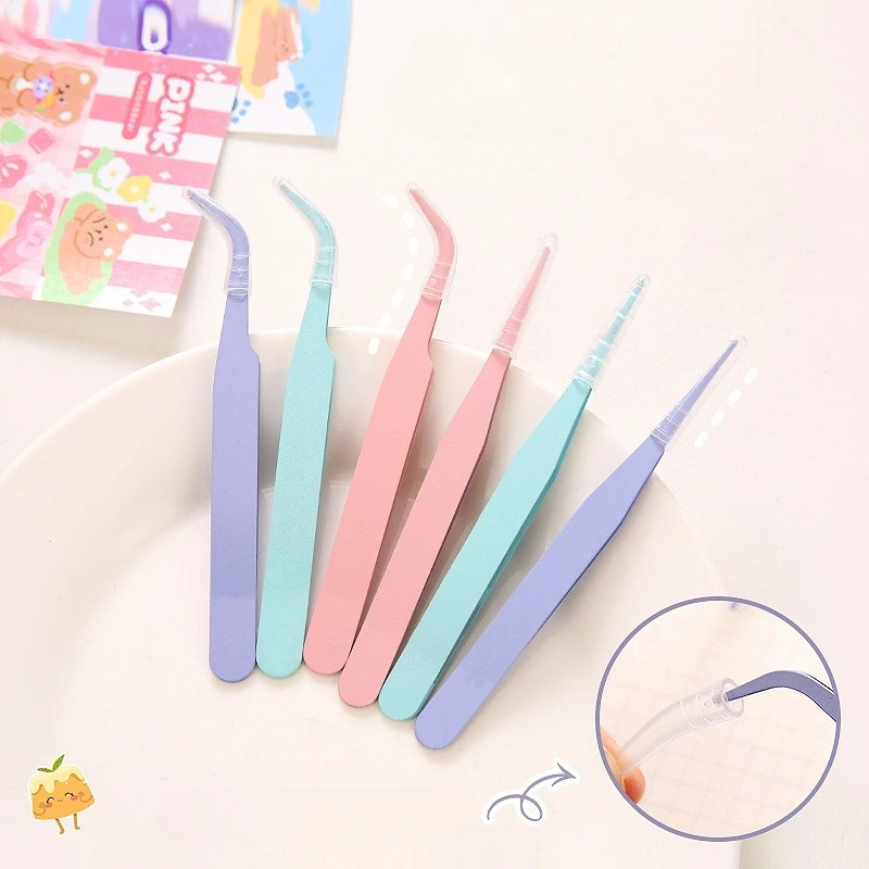 2Pcs Macaron Tweezers Sticker Scrapbooking DIY Art Decor Journal Collage Tool Tape Picking Album School Supplies Korean