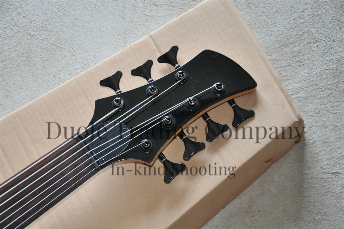 Fretless Electric Bass 7 string bass Ash wood body Rose wood fingerboard 24 Frets Black single bridge Maple neck support custom