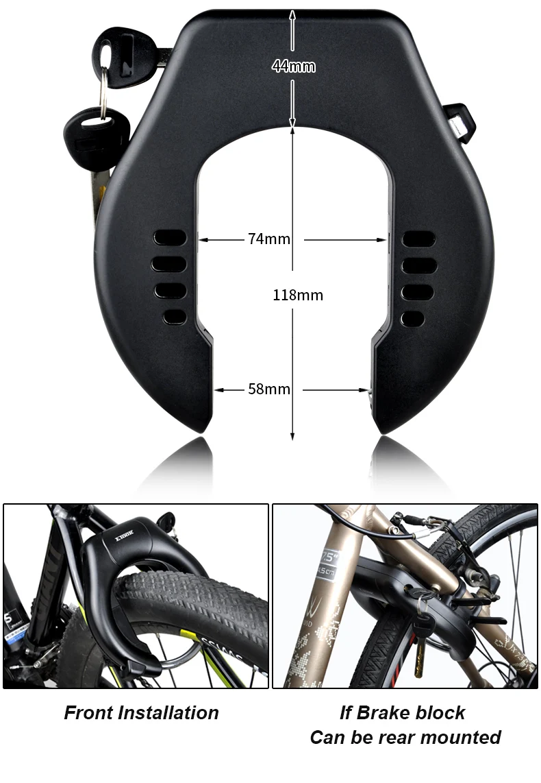 ETOOK Fahrrad-Hufeisenschloss, Diebstahlsicherung, Fahrrad-Rohrschloss aus gehärtetem Stahl, tragbar, hohe Sicherheit, Straße, Berg, langlebiges Fahrradschloss – Detail 15