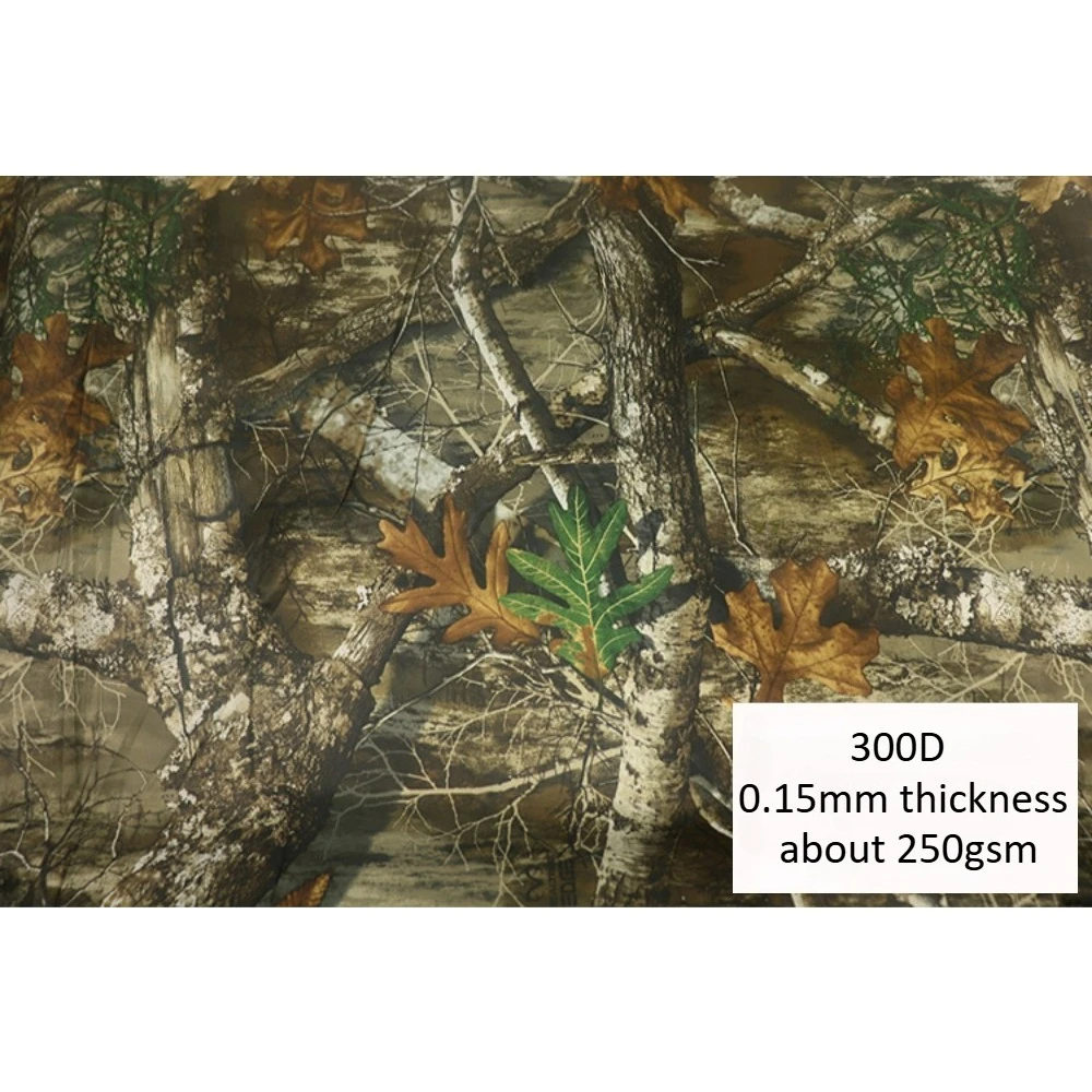 300D 600D البوليستر أكسفورد شجرة حقيقية بيونيك التمويه النسيج واقية من الشمس طلاء أسود الحرارة UV حماية القماش المظلة خيمة DIY بها بنفسك
