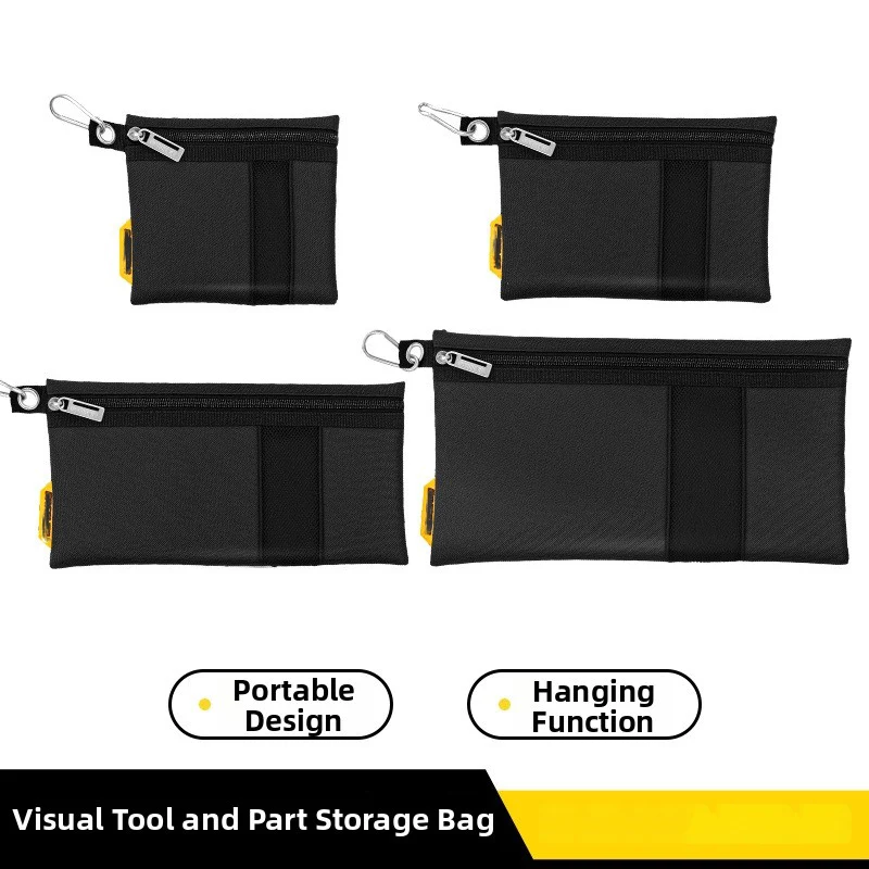 Large Capacity Mesh Tool Bag 1680D Oxford Fabric Waist Hook Visual Window Storage Pouch For Gardening Organizer Repair Tool Set