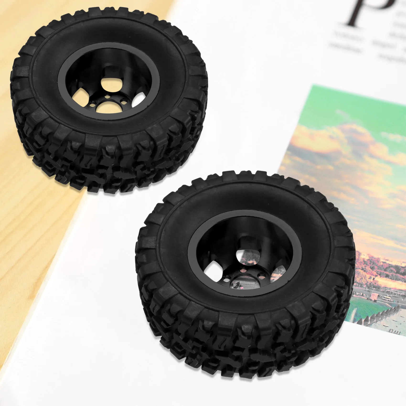 FBIL-Double Wheel Metal Wheel Rim With Rubber Tire Tyre For WPL B16 B36 Q60 Q63 Q64 6WD 6X6 RC Truck