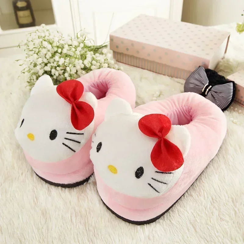 Хлопковые тапочки Hello Kitty для влюбленных, зимние мягкие теплые, из пены, розового, красного цветов, с мультяшным рисунком, для дома и девушек, для студентов, подарок на день рождения