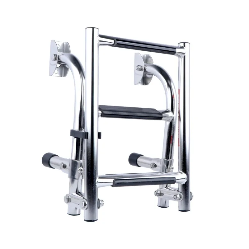 

Stainless Steel 3 Step Folding Boat Ladder 2+1 Steps Portable Swim Ladder Telescoping Stepladder for Marine Yacht Boat and More