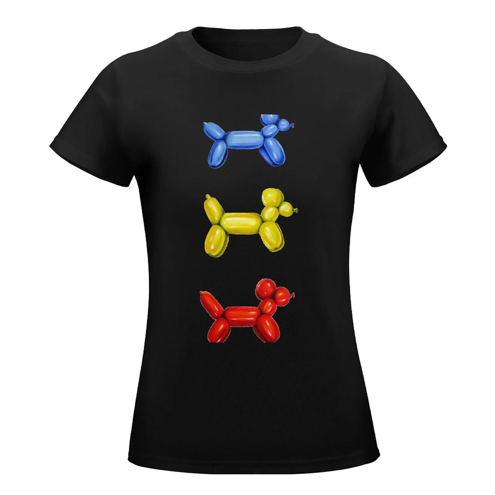 Balloon Dogs, Black Background T-Shirt Aesthetic clothing animal prinfor customs design your own t-shirts for Women graphic tees