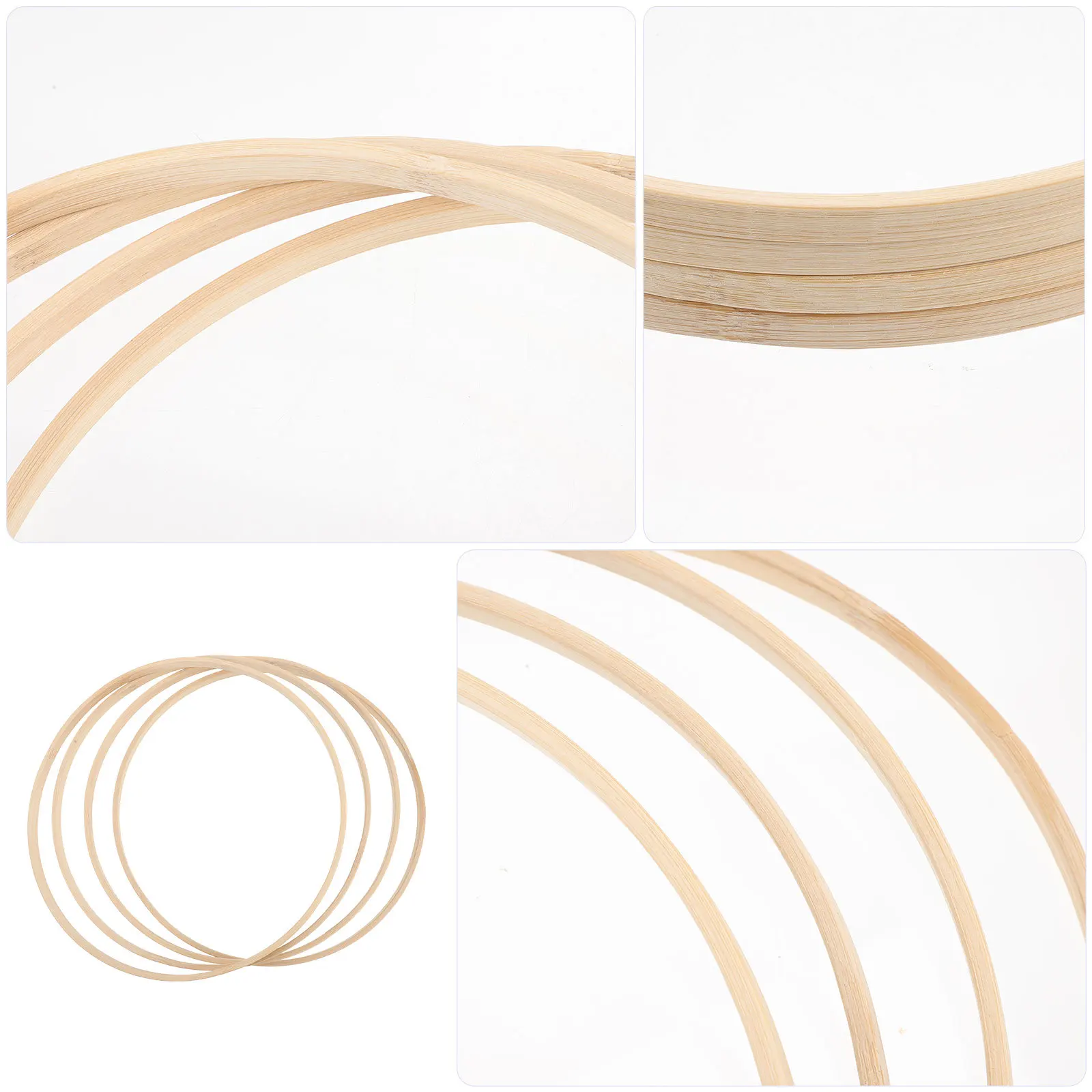 

4Pcs Bamboo Embroidery Hoops Practical Durable Round Sewing Circles Cross Stitch DIY Craft Reusable Stitching Frames