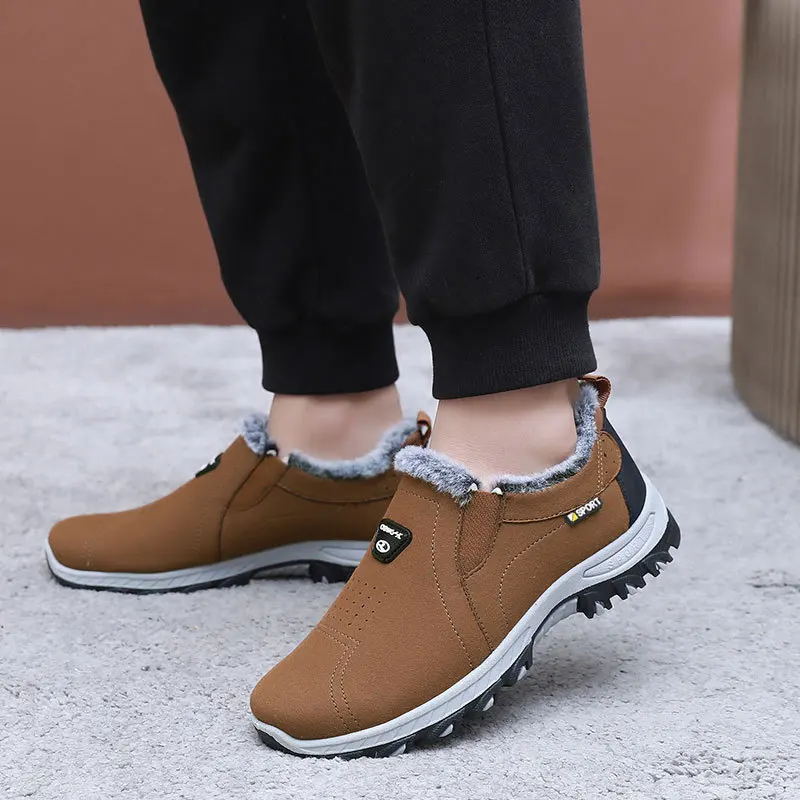 2025 Men's snow boots winter casual shoes anti slip and warm fur ankle boots cheap shoes
