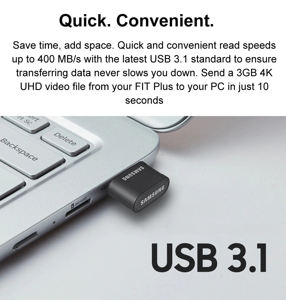 SAMSUNG Original USB3.1 Flash-Laufwerk FIT Plus 128GB 256GB 512GB 400MB/s Hochgeschwindigkeits-Mini-USB-Stick 64GB Lesegeschwindigkeit bis zu 300MB/s – Detail 3
