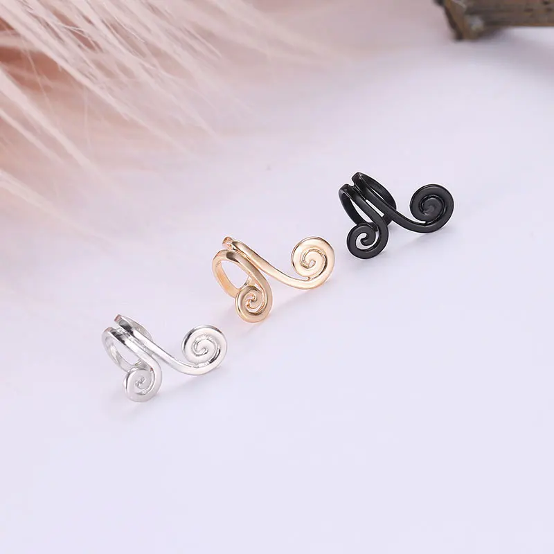 New Design Geometric Mosquito Coil Spiral Clip on Earrings No Pierced Women's Fashion Gold Color Ear Cuff Personality Jewelry