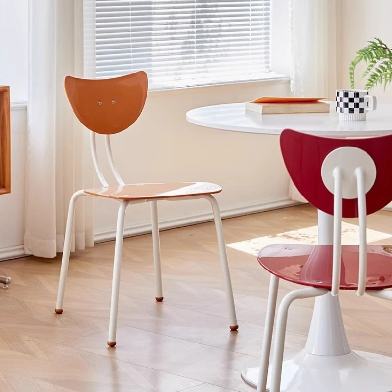 Nordic simple plastic chair household dining chair adult leisure stacked Internet celebrity designer creative wrought iron
