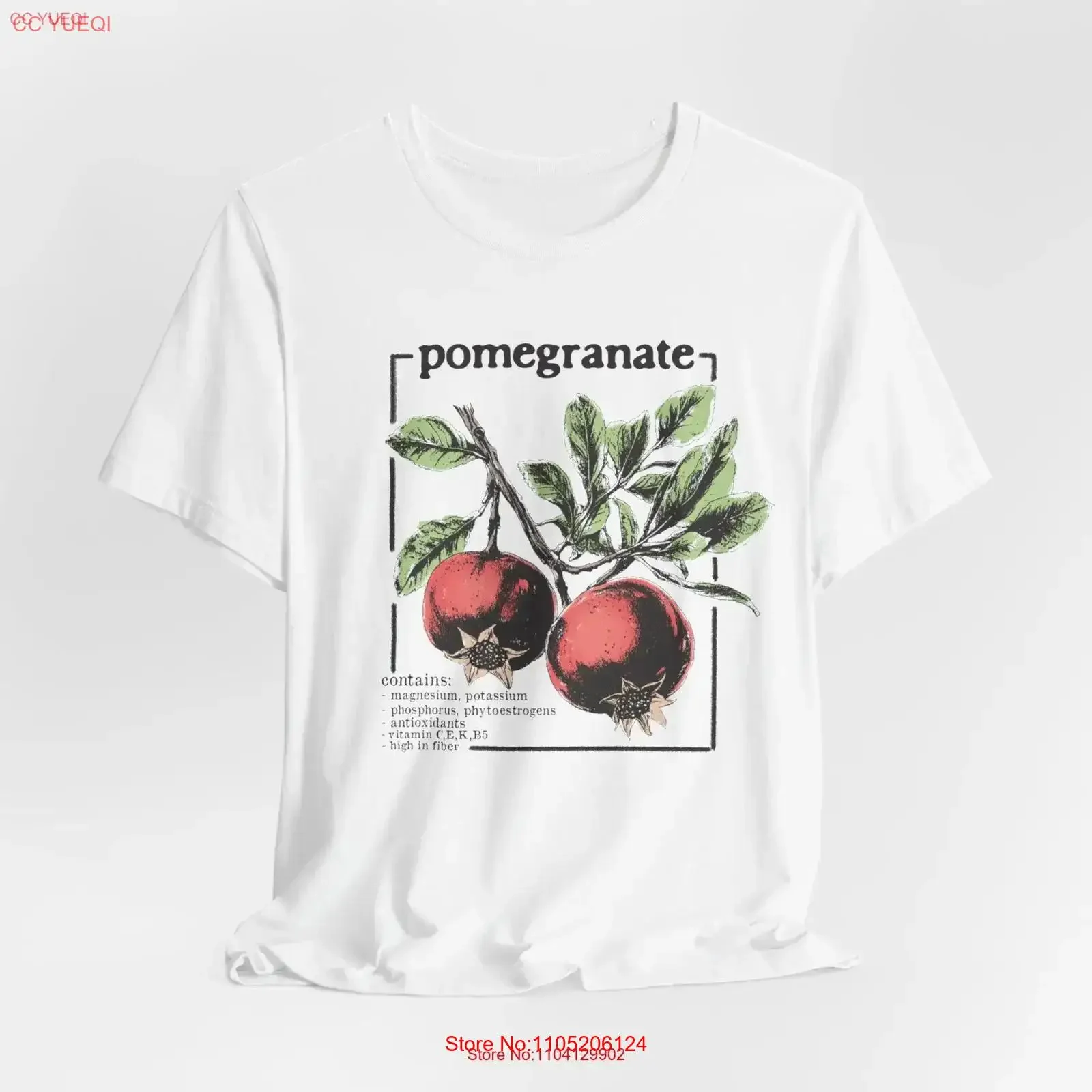 Pomegranate Print T Shirt FruiT Botanical Foodie Unique for her vintage Washed designer clothes Soft Casual Versatile Unisex
