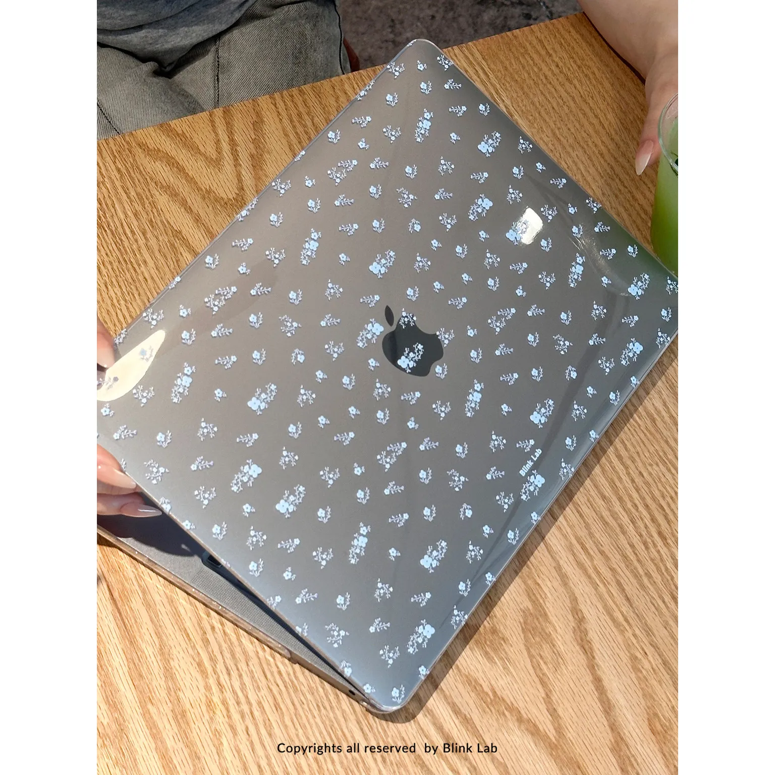 Gentle Blue Floral Crystal Laptop Case For Macbook Air 13.6 M4 NEO 15 M3 Hard Cover For Mac Book Pro 13 M1 M2 14 M4 M5 16 Cover