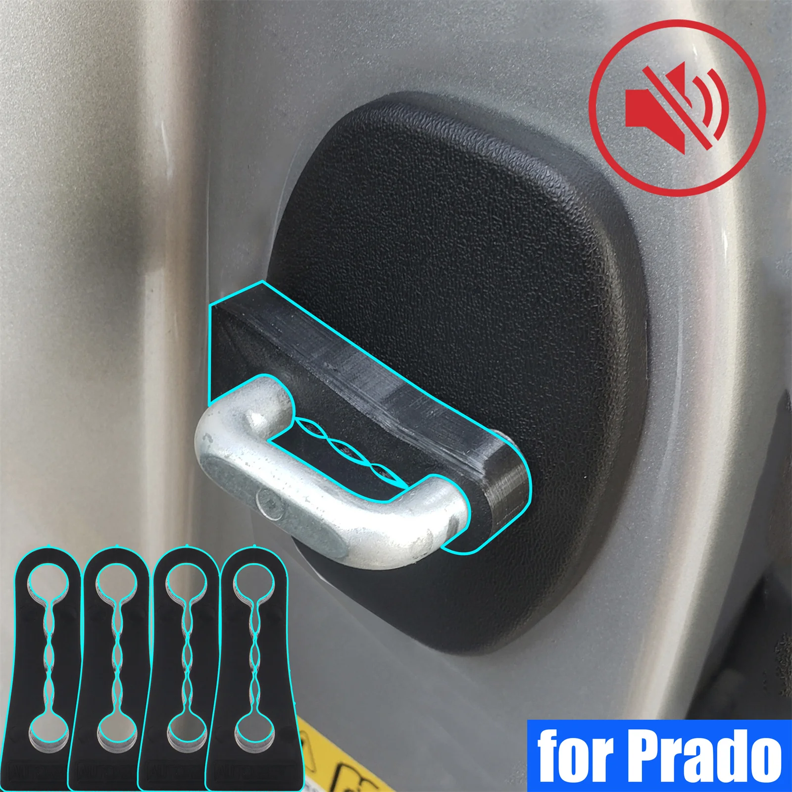 Fechadura da porta do carro amortecedor amortecedor amortecedor para toyota land cruiser prado j120 j150 chocalho silencioso ruído surdo vedação de isolamento acústico