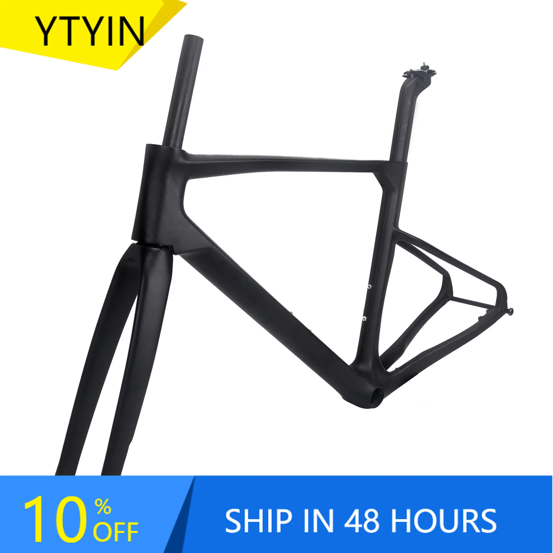 

YTYIN 2022 Fully Carbon Fiber Road Bike Frame with Wind Breaking Barrel Pulling Disc Front Fork Manufacturer Wholesale