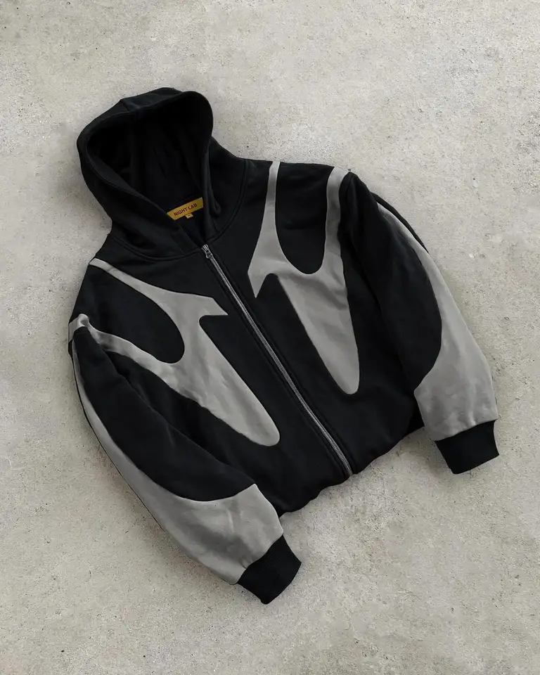 Nl25h Gothic Burgundy Geometric Zipper Hoodie Autumn New Casual