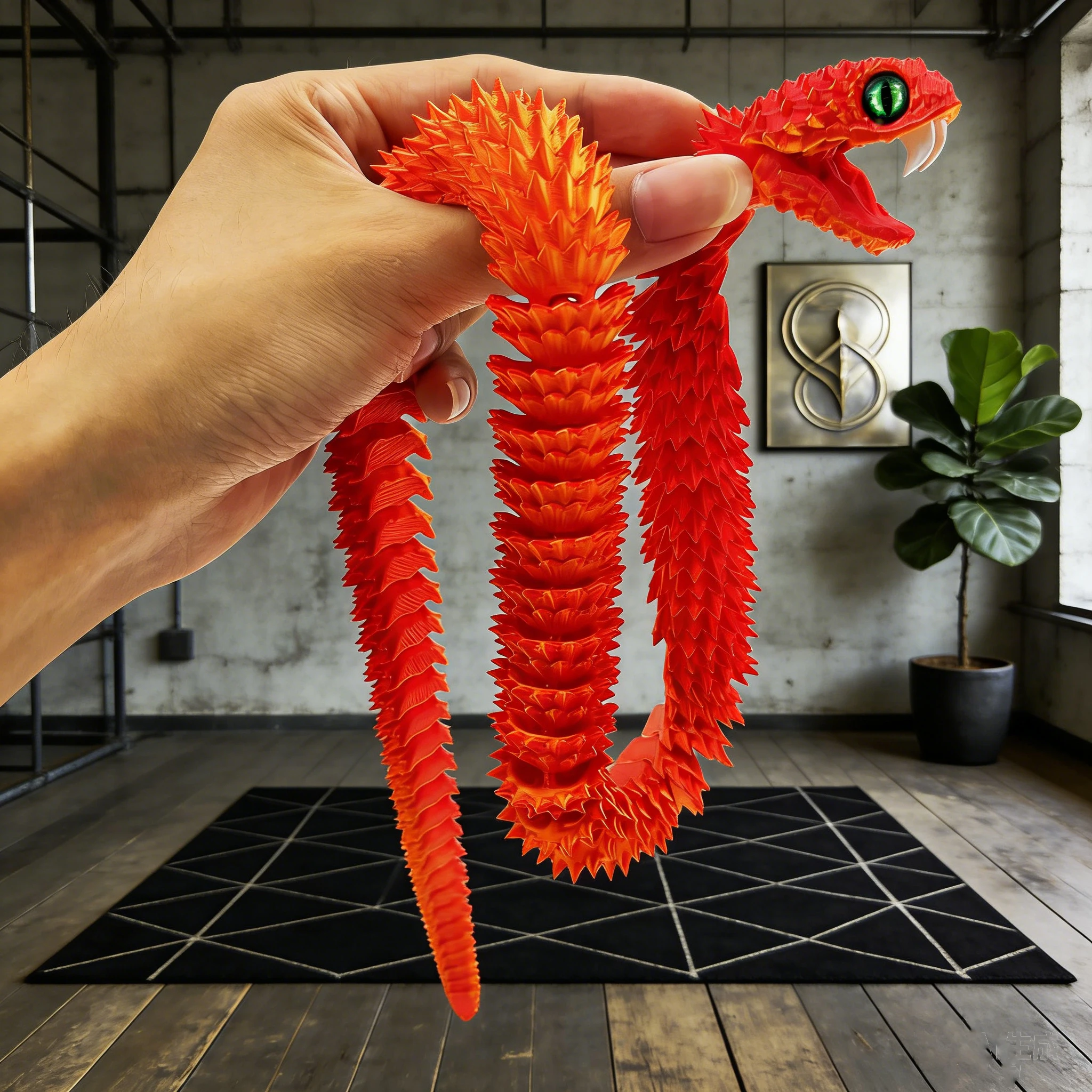 3D Printing Fierce Fang Viper 23.62in Snake Gradient Cool Jungle Snake Home Office Statues Decoration Festival Home Furnishings