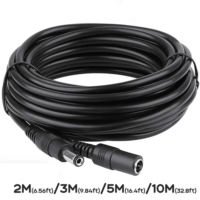 DC Extension Cable 2/3/5/10 Meters 5.5mm*2.1mm Male to Female Power Cord 12V DC Charger Extension Cord Adapter Wire for CCTV Cam