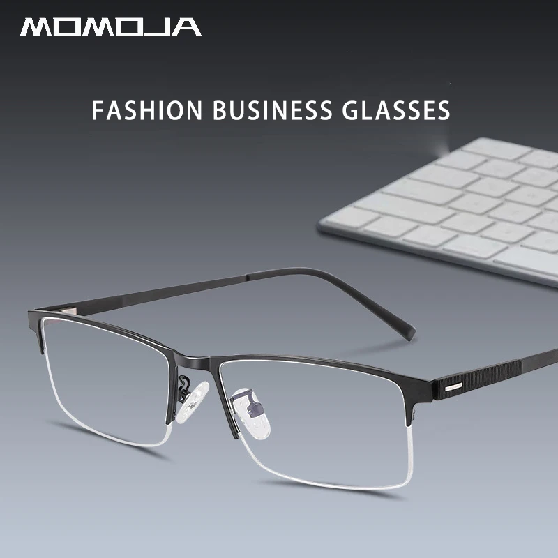 MOMOJA Fashion Half-Frame Large Size Ultra Light Alloy Eyewear Optical Prescription Glasses Frame Man Woman Spectacle 8839