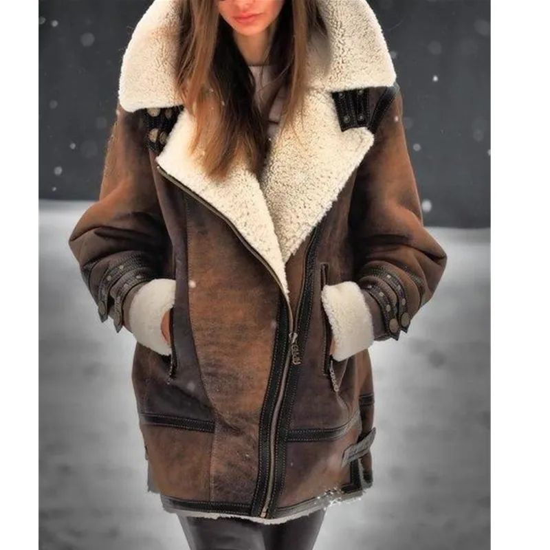 2025 automne hiver nouvelle mode peau de cerf velours fourrure intégrée femmes manteau décontracté costume col femme chaud épais manteaux