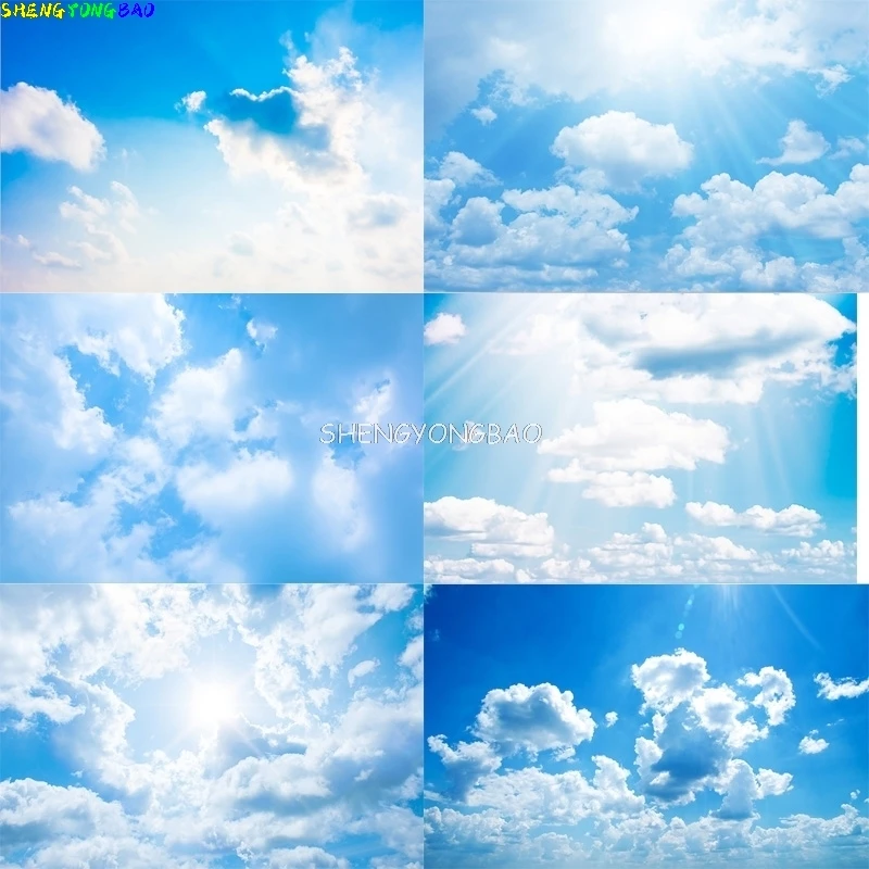 Сияющие солнечные лучи белые облака голубое небо фон для фотосъемки абстрактный мирный голуб лестница небесная дорожка фото фон YK-03