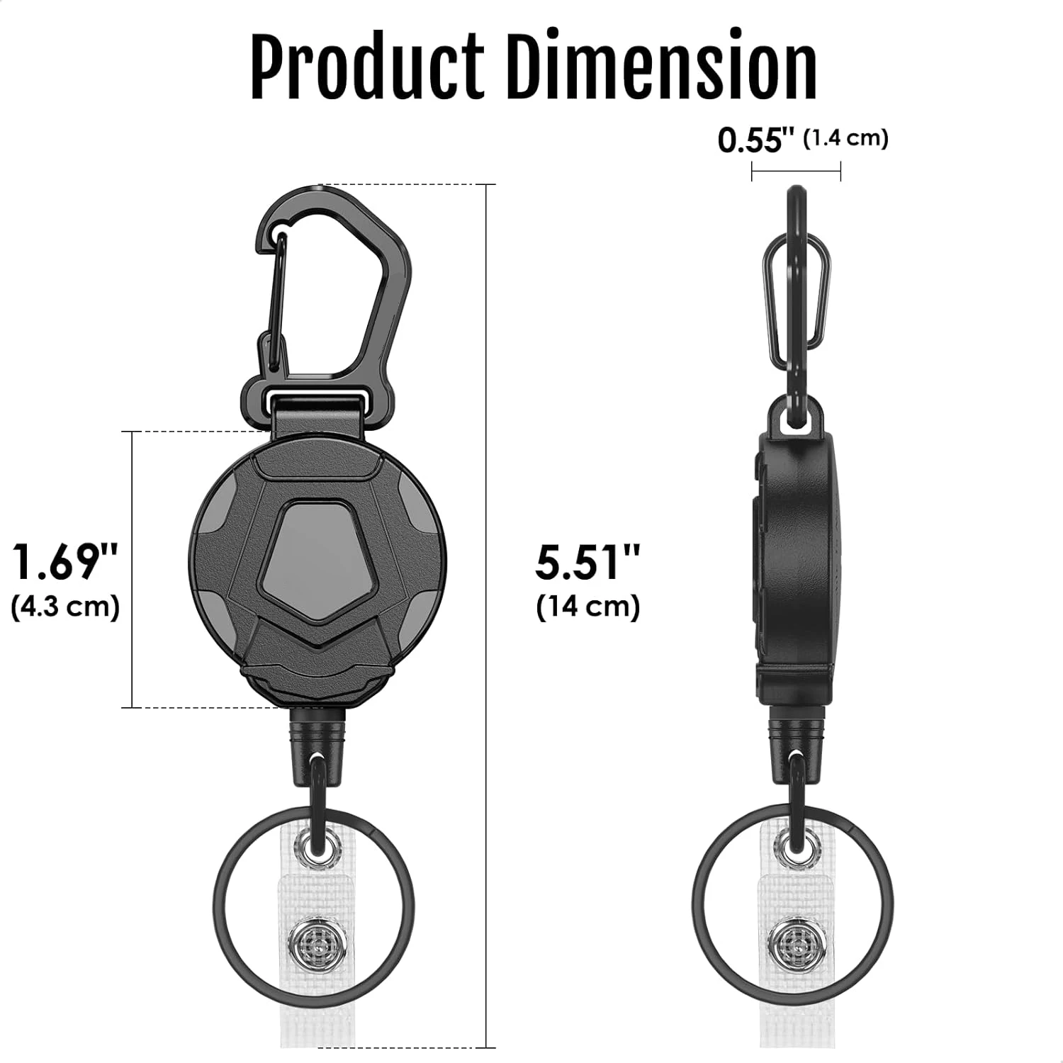 Tactical ID Badge Reel Stainless Retractable Wire Rope Heavy Duty Carabiner For Camping Keyring Lanyard Outdoor Keyring Holder