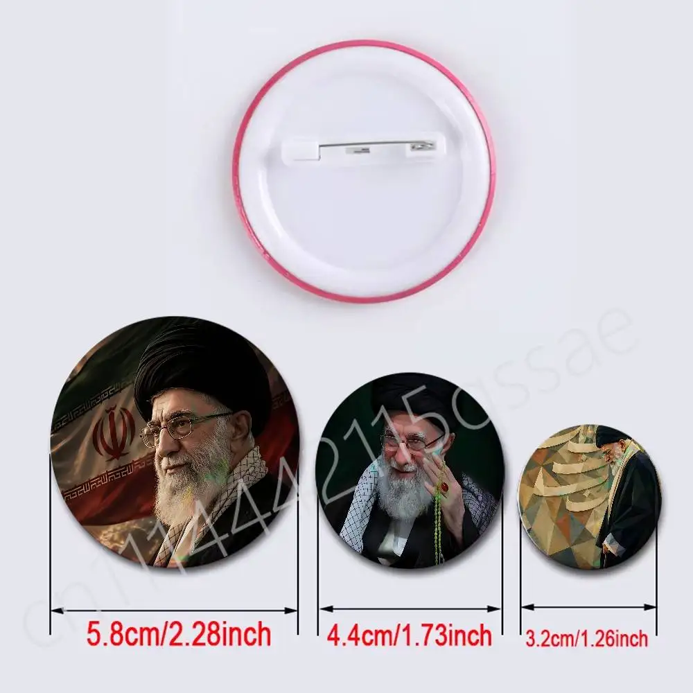 For RIP Ali K-Khamenei Iran Button Pins Backpack Clothing Decor Brooch Cartoon Science Fiction Badge Jewelry Gifts for Kids