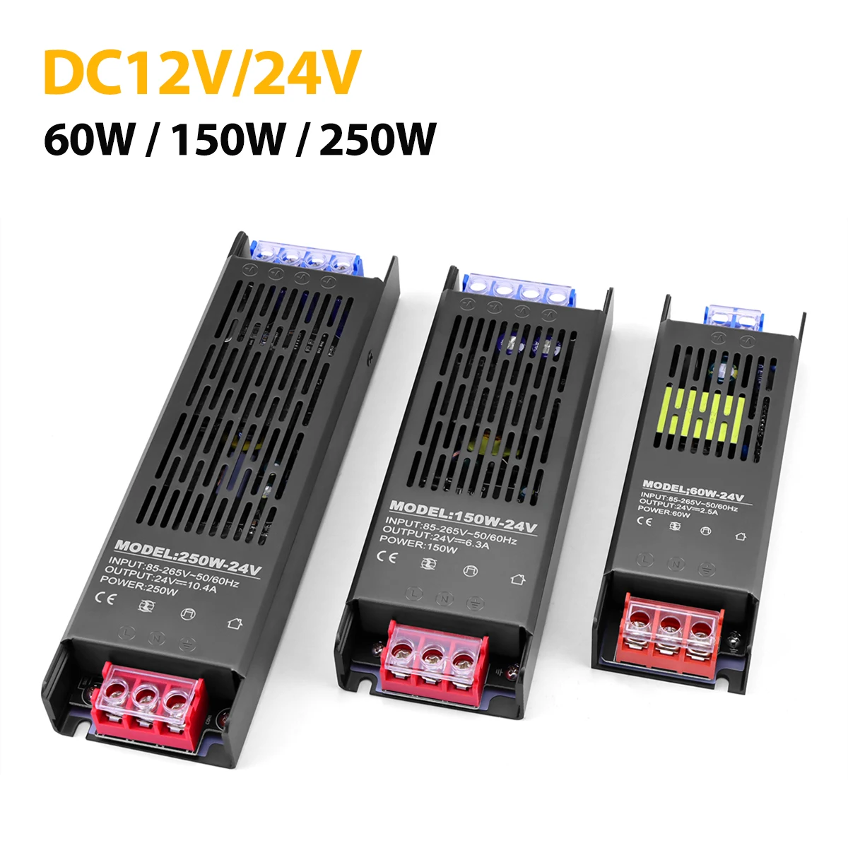 

Источник питания для драйвера светодиодной ленты AC110V/AC220V в DC 12 В 24 В, трансформатор 60 Вт/150 Вт/250 Вт, адаптер для светодиодного освещения